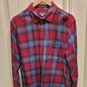 Eddie Bauer 100% Cotton Shirt Men's Red Plaid Long Sleeve Size Large